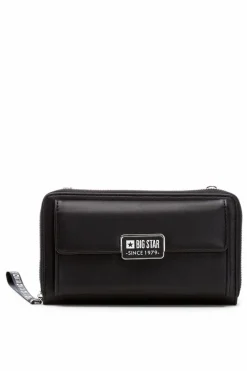 New Damska Torebka Portfel 2w1 BIG STAR GG674007 Czarna Listonoszki|Kopertówki