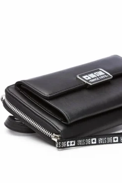 New Damska Torebka Portfel 2w1 BIG STAR GG674007 Czarna Listonoszki|Kopertówki