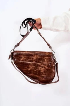 Sale GOE Damska Torebka Siodełko ZNJ041 Brązowa