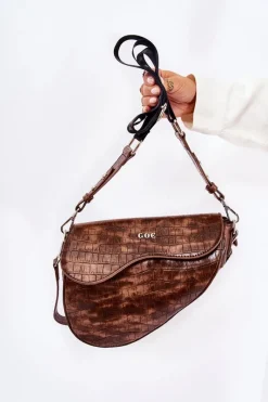 Sale GOE Damska Torebka Siodełko ZNJ041 Brązowa