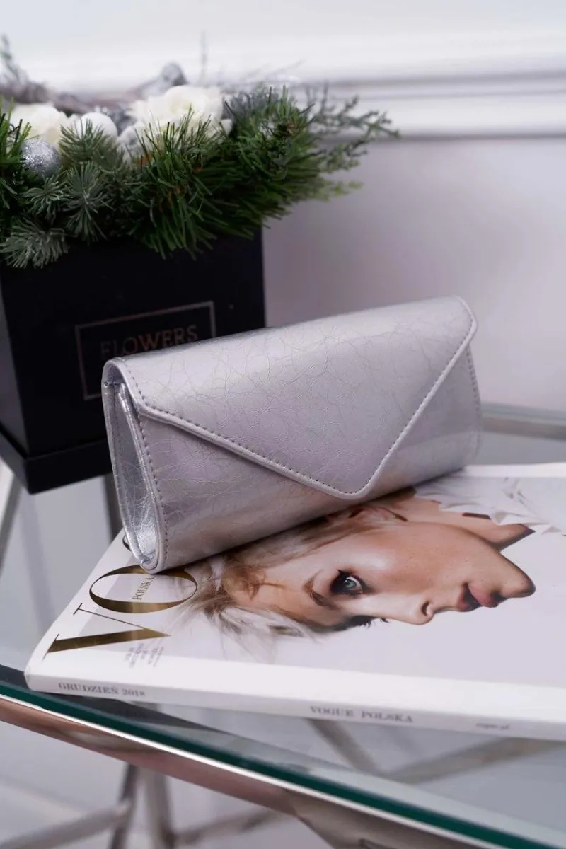 Kopertówki>Boto Damska Torebka Srebrna Lakierowana Kopertówka