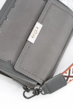 Listonoszki>Boto Damska Torebka Szara Listonoszka z Cyrkoniami