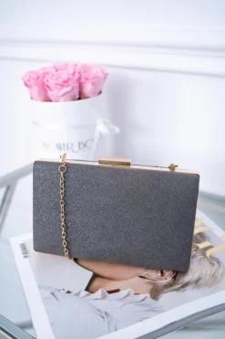 Hot Boto Damska Torebka Wieczorowa Brokatowa Grafit