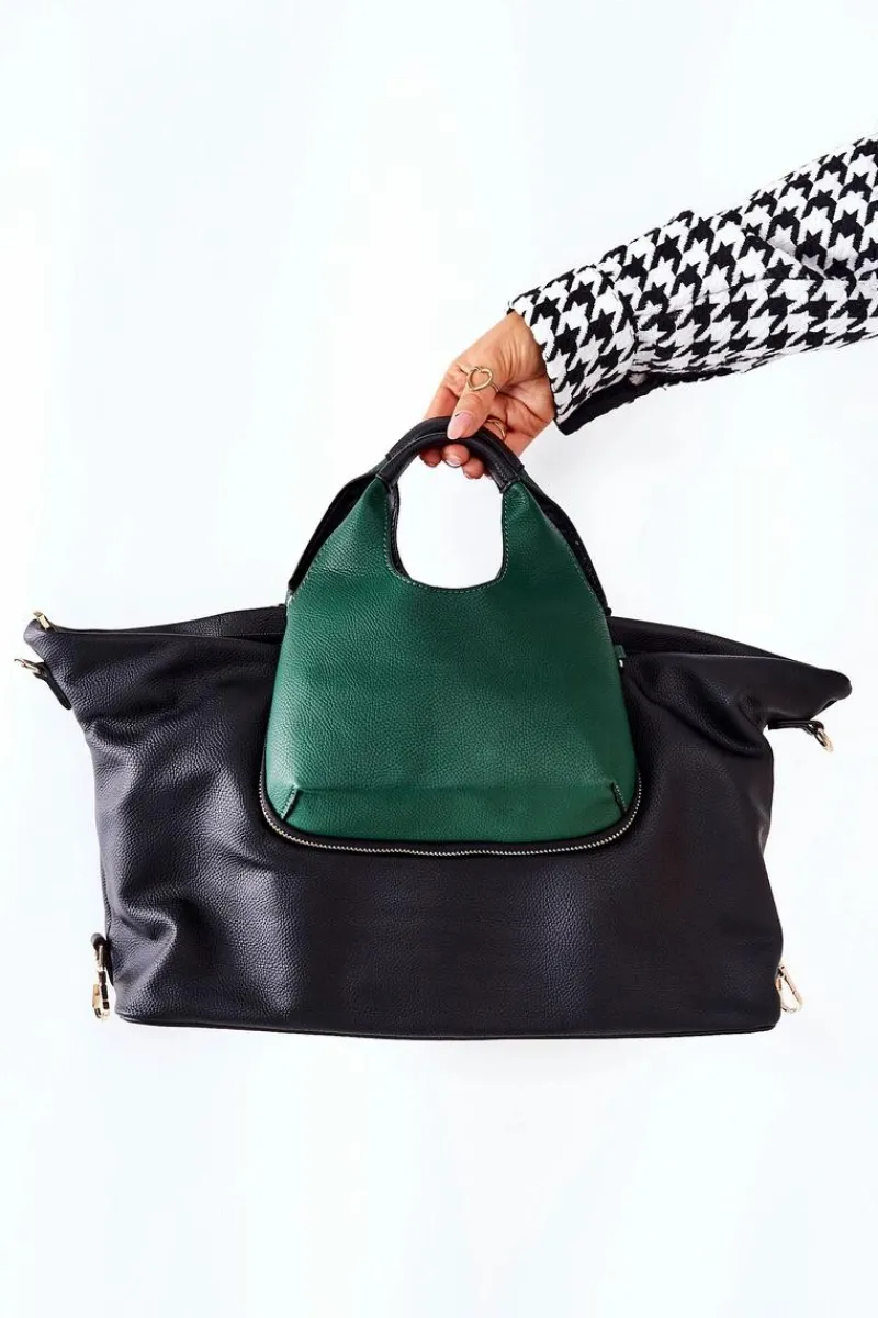 Sale Nobo Damska Torebka Z Paskiem L2990 Czarno-Zielona