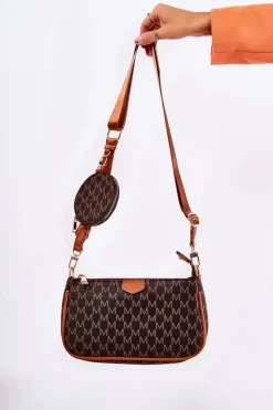 New Damska Torebka Z Portmonetką 3w1 Brązowa Bormea Torebki Klasyczne|Listonoszki