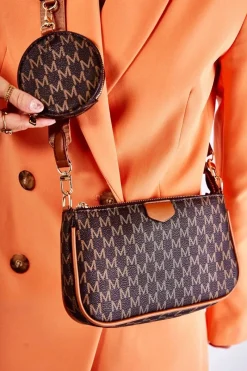 New Damska Torebka Z Portmonetką 3w1 Brązowa Bormea Torebki Klasyczne|Listonoszki