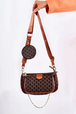 New Damska Torebka Z Portmonetką 3w1 Brązowa Bormea Torebki Klasyczne|Listonoszki