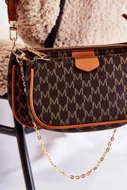 New Damska Torebka Z Portmonetką 3w1 Brązowa Bormea Torebki Klasyczne|Listonoszki