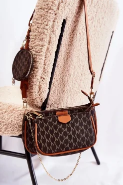 New Damska Torebka Z Portmonetką 3w1 Brązowa Bormea Torebki Klasyczne|Listonoszki