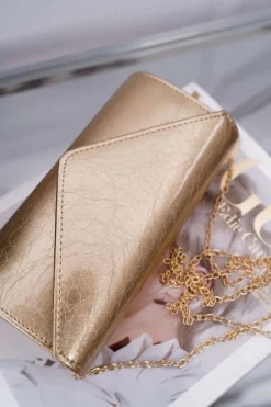 New Damska Torebka Złota Lakierowana Kopertówka Kopertówki