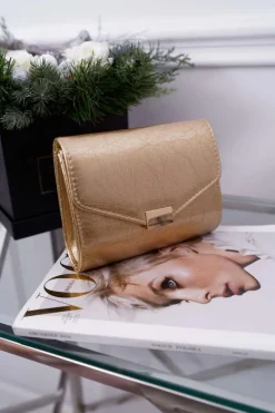 Clearance Damska Torebka Złota Lakierowana Stylowa Kopertówka Kopertówki