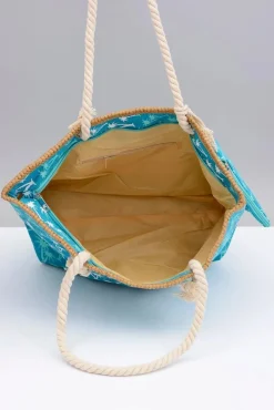 Torebki Plażowe>Boto Damska Turkusowa Duża Torebka Plażowa