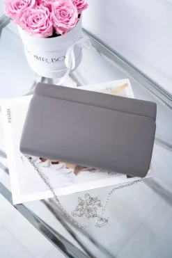 New Boto Damska Wieczorowa Torebka Szara Kopertówka