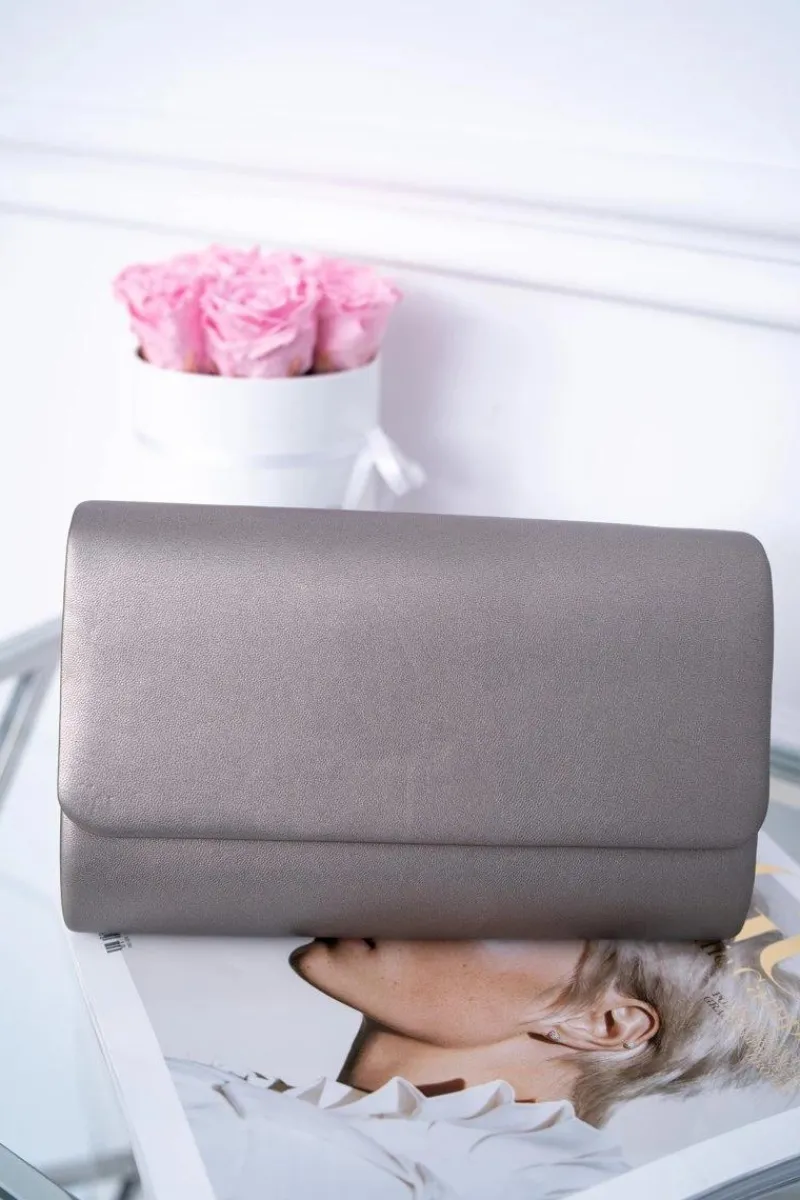 Kopertówki>Boto Damska Wieczorowa Torebka Srebrno Szara Kopertówka