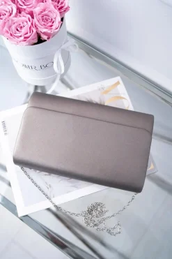 Kopertówki>Boto Damska Wieczorowa Torebka Srebrno Szara Kopertówka