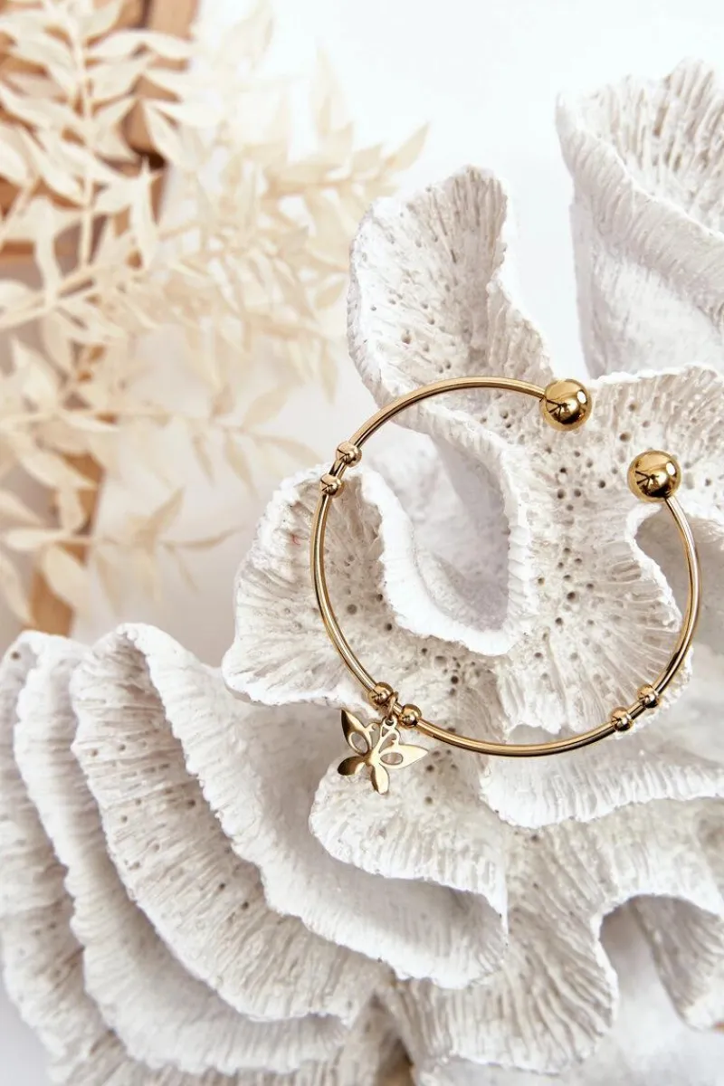 Best Boto Damska Wsuwana Stalowa Bransoletka Motyl Złota Złoty