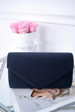 Best Damska Zamszowa Torebka Granatowa Kopertówka Kopertówki