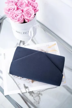 Best Damska Zamszowa Torebka Granatowa Kopertówka Kopertówki