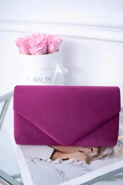 Kopertówki>Boto Damska Zamszowa Torebka Kopertówka Fuksja