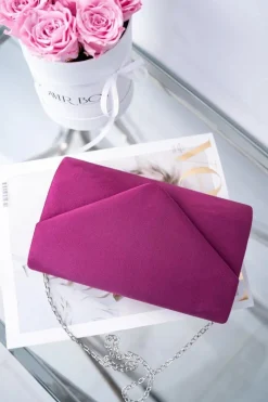 Kopertówki>Boto Damska Zamszowa Torebka Kopertówka Fuksja