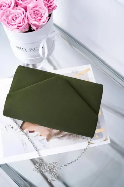 Sale Damska Zamszowa Torebka Oliwkowa Kopertówka Kopertówki