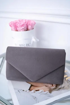 Kopertówki>Boto Damska Zamszowa Torebka Szara Kopertówka