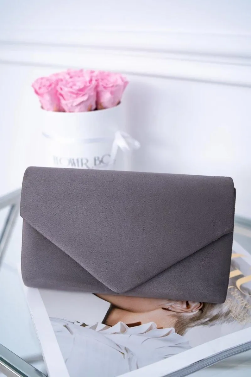 Kopertówki>Boto Damska Zamszowa Torebka Szara Kopertówka