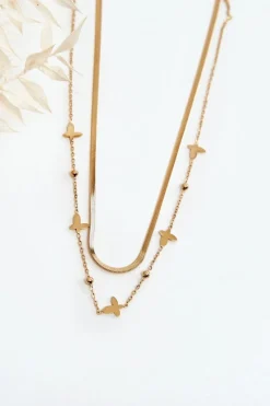 Hot Damski Łańcuszek Żmijka Z Motylami Naszyjniki