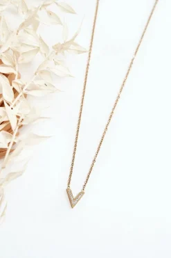 Naszyjniki>Glam Chic Damski Łańcuszek Z Literką V Złoty