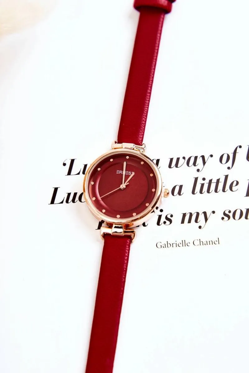 New Damski Analogowy Zegarek Czerwony Zegarki