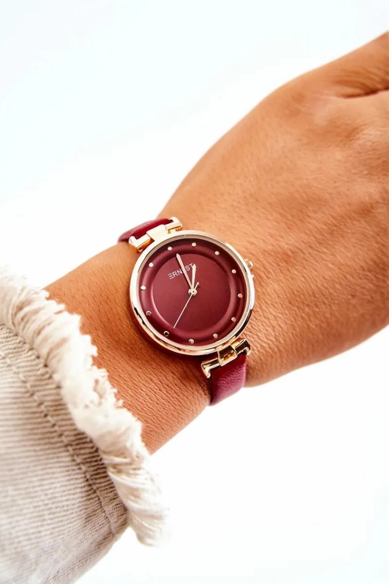 New Damski Analogowy Zegarek Czerwony Zegarki