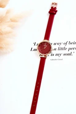 New Damski Analogowy Zegarek Czerwony Zegarki