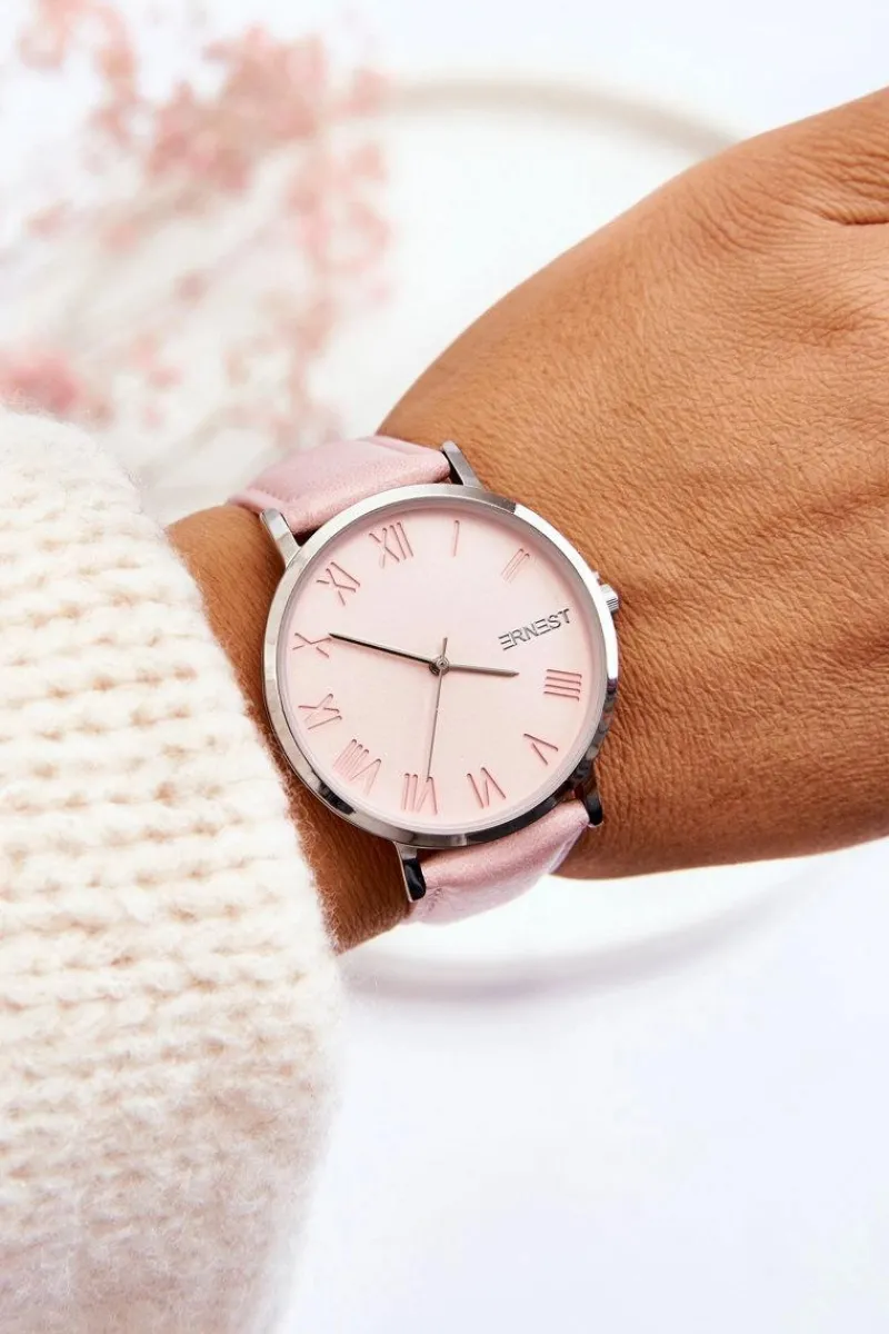 Online Damski Analogowy Zegarek Na Pasku Różowy Zegarki