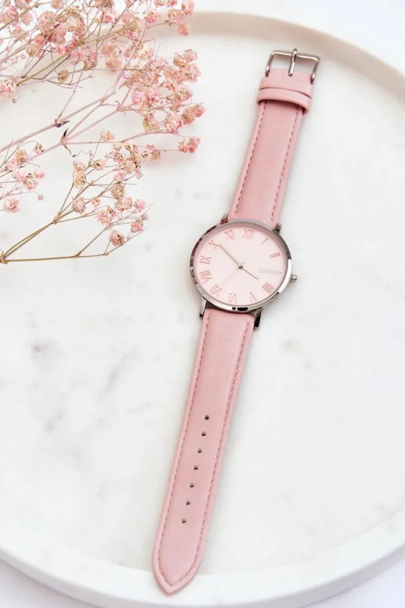 Online Damski Analogowy Zegarek Na Pasku Różowy Zegarki