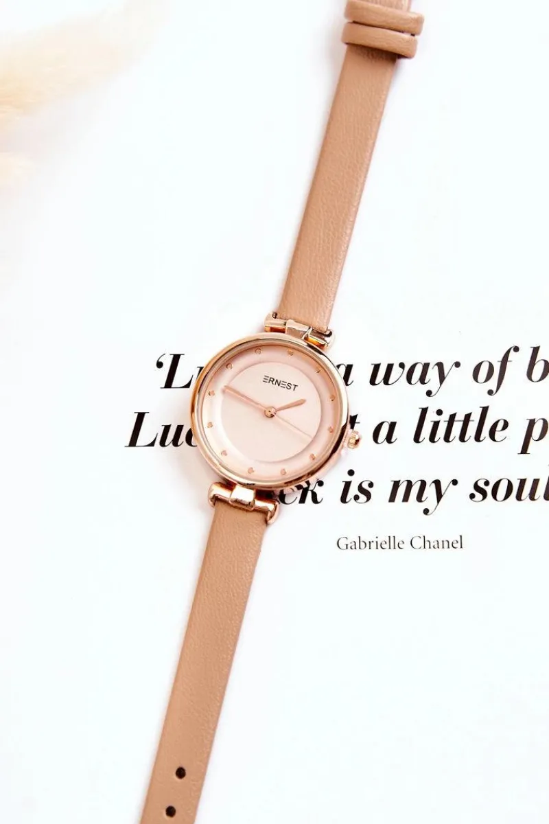 Zegarki>Ernest Damski Analogowy Zegarek Beżowy