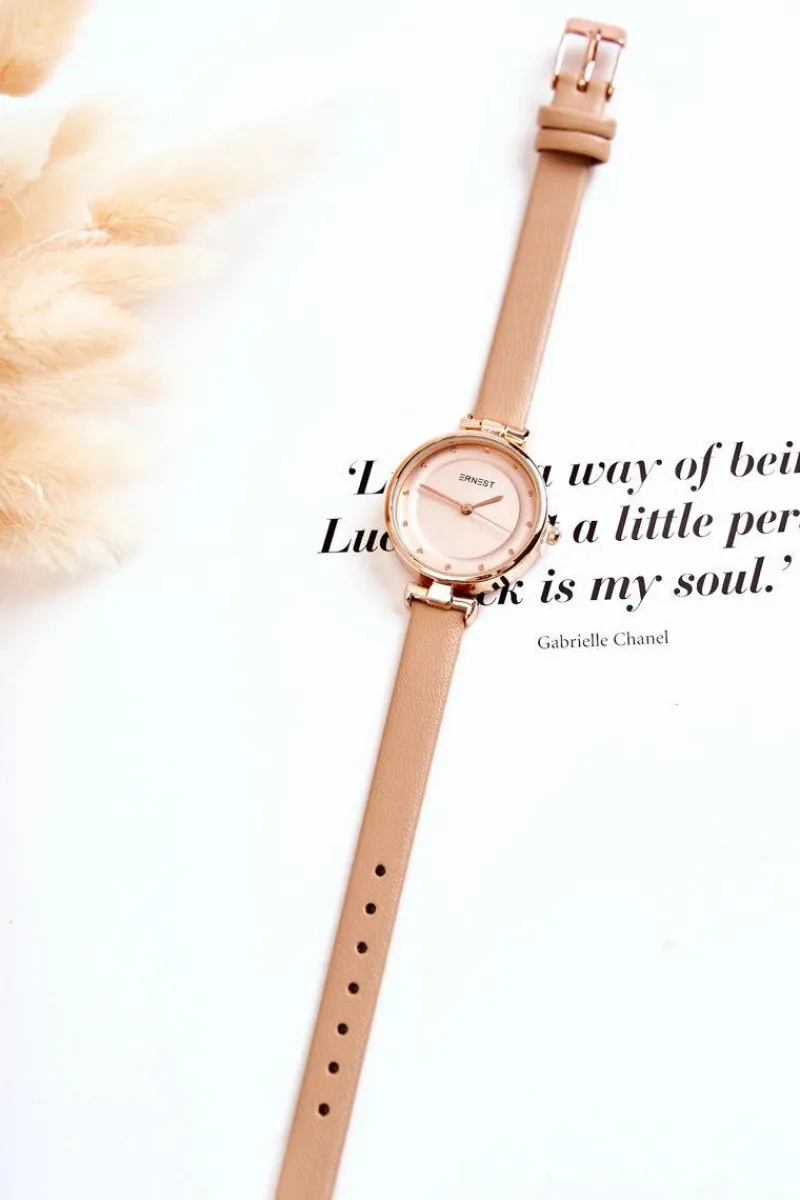 Zegarki>Ernest Damski Analogowy Zegarek Beżowy