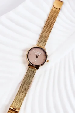 Online Damski Analogowy Zegarek Michel John Beżowo-Złoty Zegarki