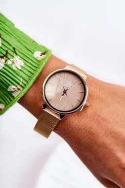 Online Damski Analogowy Zegarek Michel John Beżowo-Złoty Zegarki