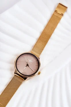 Online Damski Analogowy Zegarek Michel John Beżowo-Złoty Zegarki