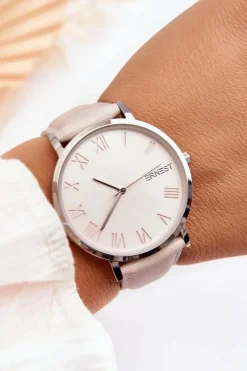 Online Ernest Damski Analogowy Zegarek Na Pasku Jasnobeżowy