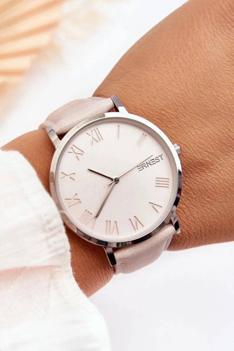Online Ernest Damski Analogowy Zegarek Na Pasku Jasnobeżowy