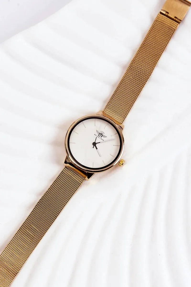 New Damski Analogowy Zegarek Biało-Złoty Zegarki