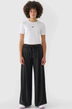 T-Shirty Damskie|Odzież 4F>4F Damski Bawełniany T-shirt Slim Cropped WAW24TTSHF1701-10S Biały