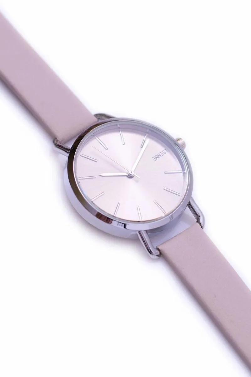 Zegarki>Ernest Damski Beżowy Zegarek ze Srebrną Kopertą Contero