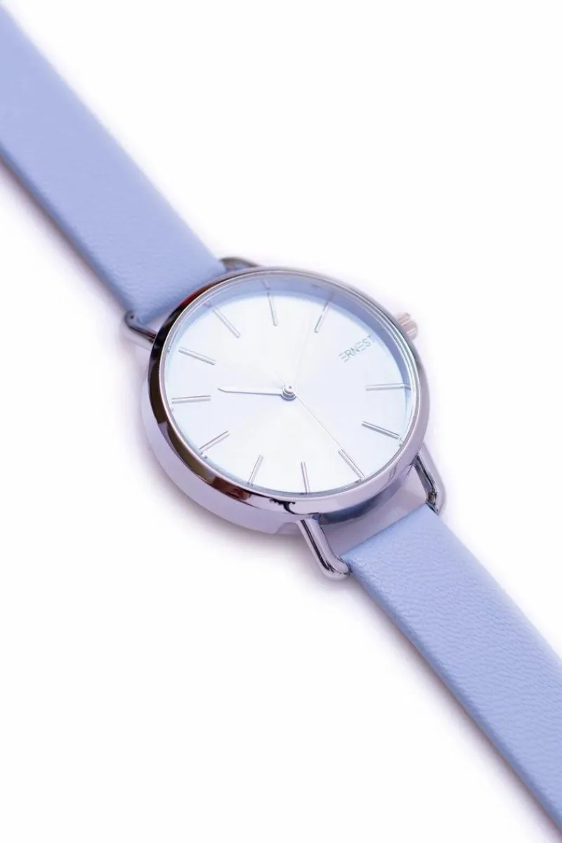 Zegarki>Ernest Damski Błękitny Zegarek ze Srebrną Kopertą Contero