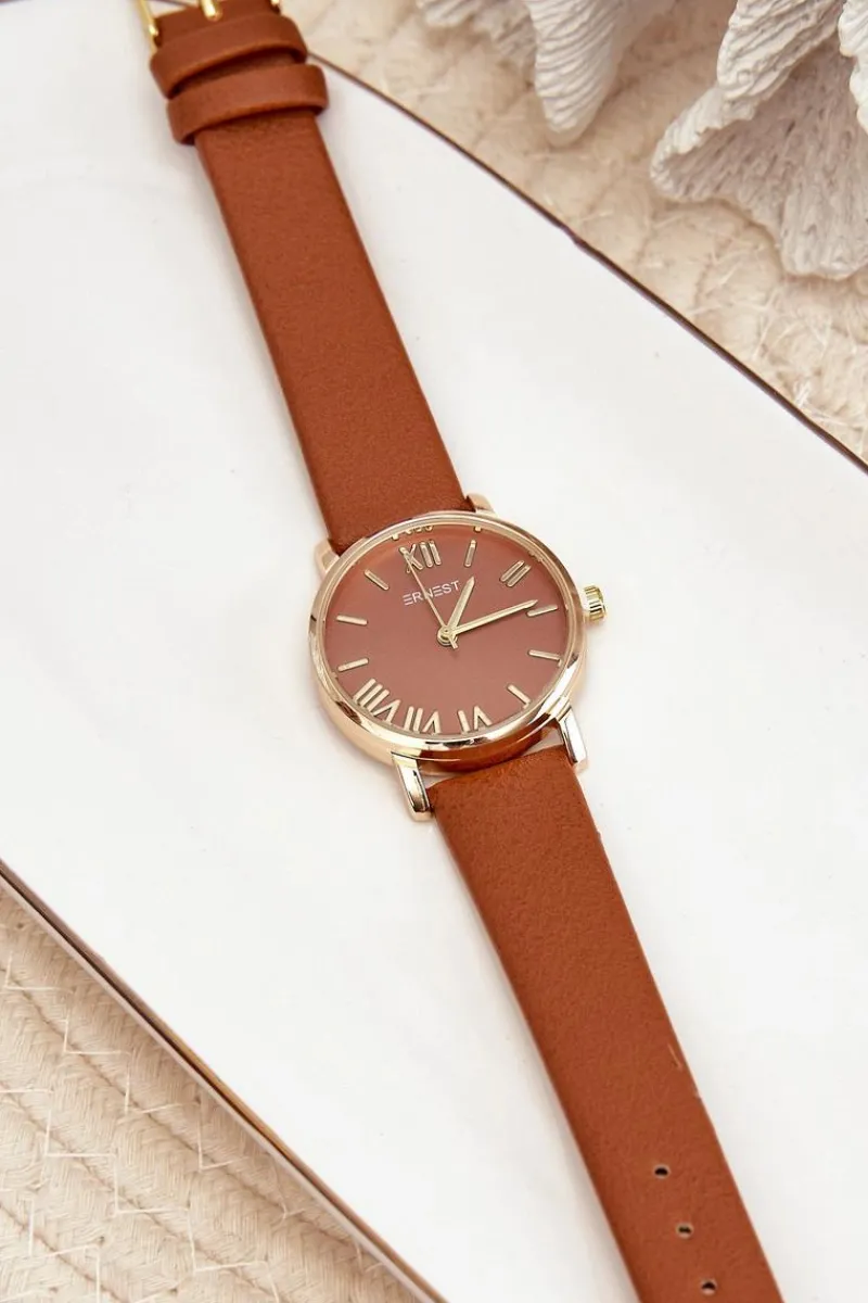 Zegarki>Ernest Damski Brązowy Zegarek E97316