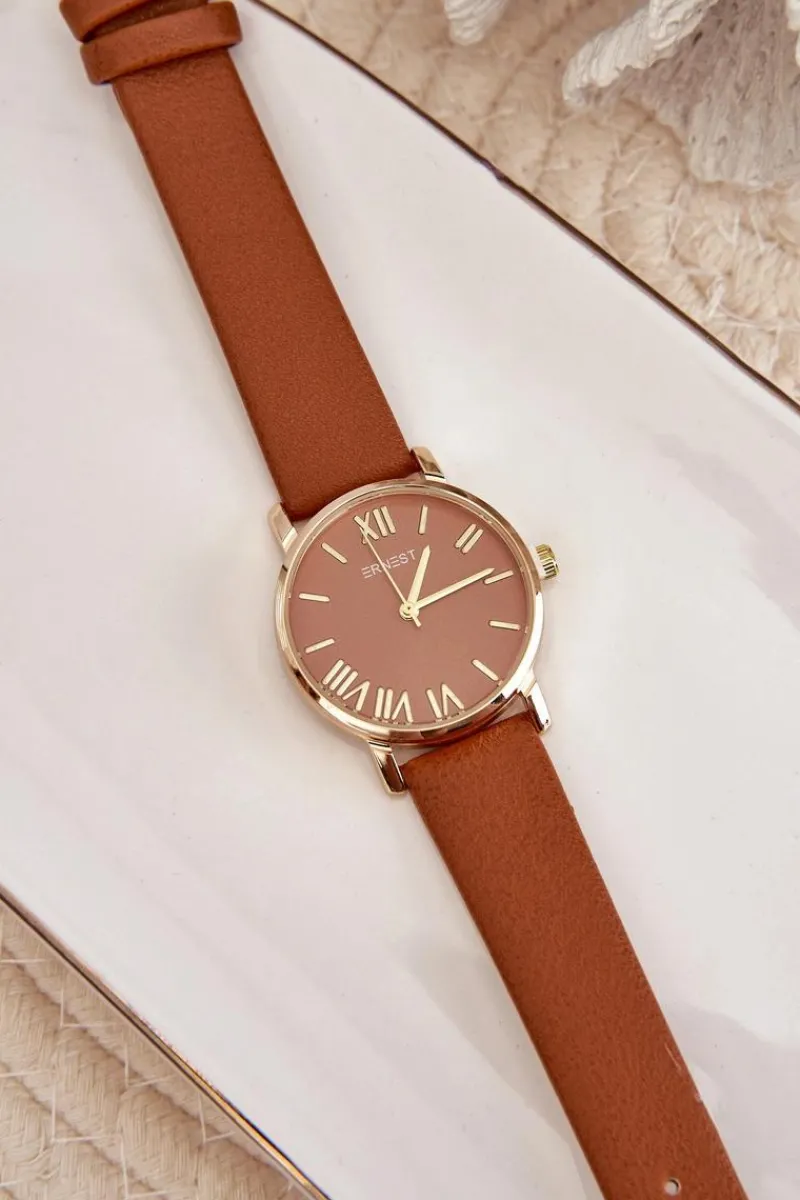 Zegarki>Ernest Damski Brązowy Zegarek E97316