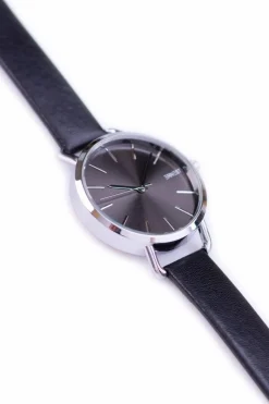 Zegarki>Ernest Damski Czarny Zegarek ze Srebrną Kopertą Contero