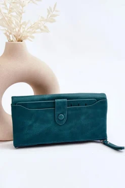 Outlet Damski Duży Pojemny Portfel Zielony Evina Portfele
