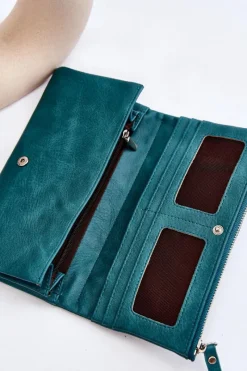 Outlet Damski Duży Pojemny Portfel Zielony Evina Portfele